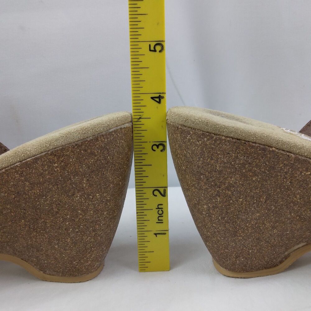 Sam & Libby Brookfield Slide Wedge Sandals Brown Leather Double Buckle Boho 8 - Picture 13 of 14